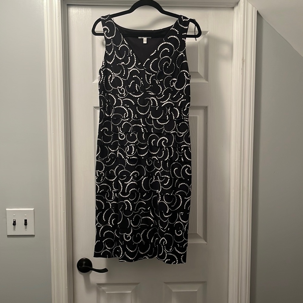Black and white layered midi dress
